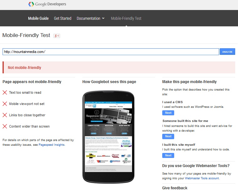 Google Mobile Friendly Test Fail