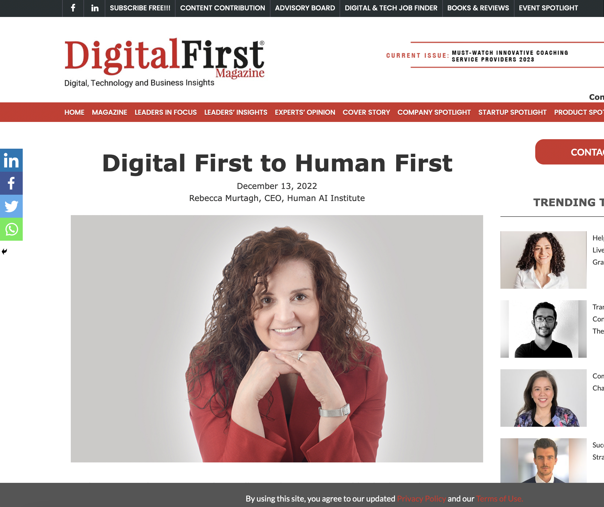 Rebecca Murtagh Human First opinion piece featured by Digital FIrst Magazine